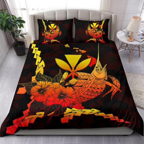 Polynesian Hawaii Bedding Set - Swordfish With Hibiscus 1