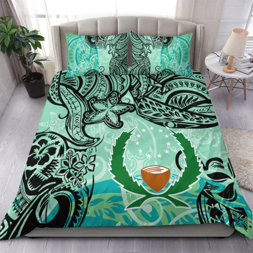 Pohnpei Bedding Set - Vintage Floral Pattern Green Color 1