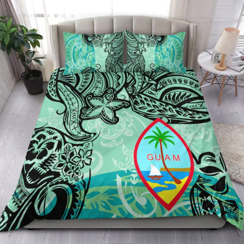 Guam Bedding Set - Vintage Floral Pattern Green Color 1