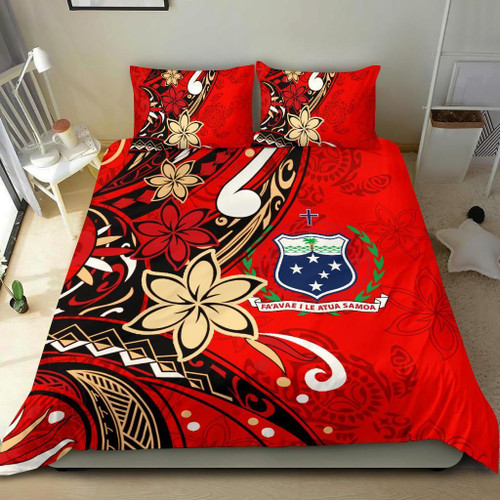 Samoa Bedding Set - Tribal Flower With Special Turtles Red Color 1