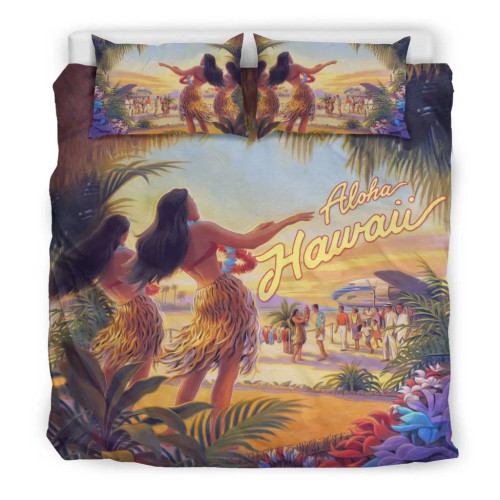 Hawaiian Duvet Cover Set - Aloha Hawaii Dancing 1