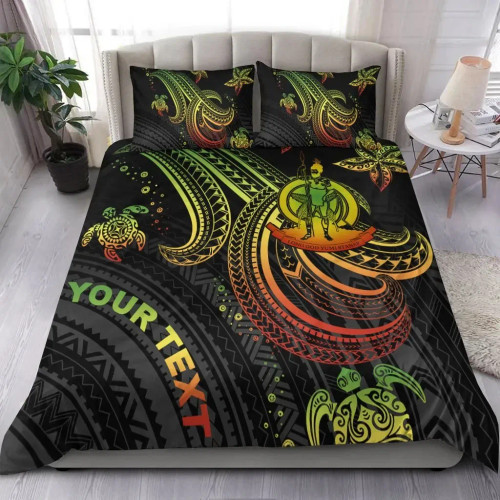 Vanuatu Custom Personalised Bedding Set - Reggae Turtle 1