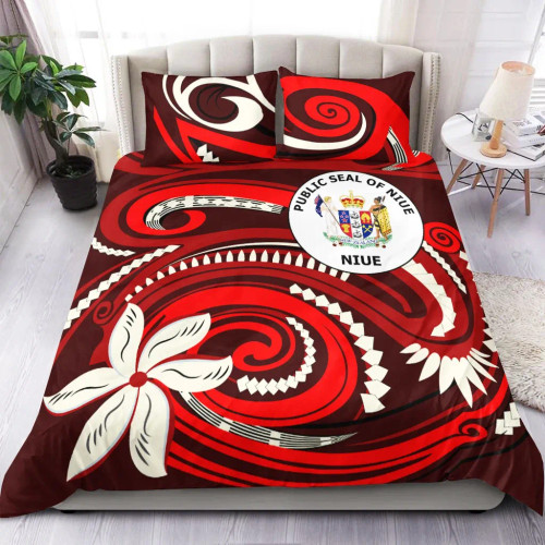 Niue Bedding Set - Vortex Style Red Color 1