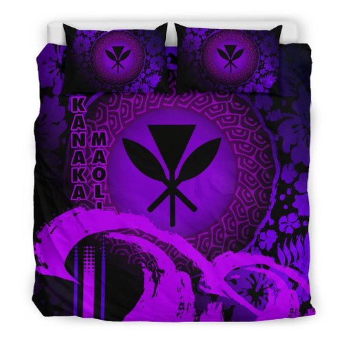 Kanaka Maoli Duvet Cover Set - Hibiscus And Wave Special Purple 1