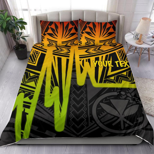 Hawaii Personalised Bedding Set - Kanaka Maoli With Polynesian Pattern In Heartbeat Style (Reggae) 1