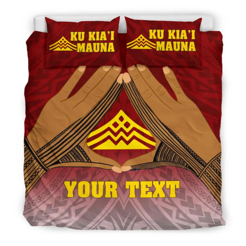 Polynesian Bedding Set - Hawaii Mauna Kea Custom Personalised Duvet Cover Hand Sign Symbol 1