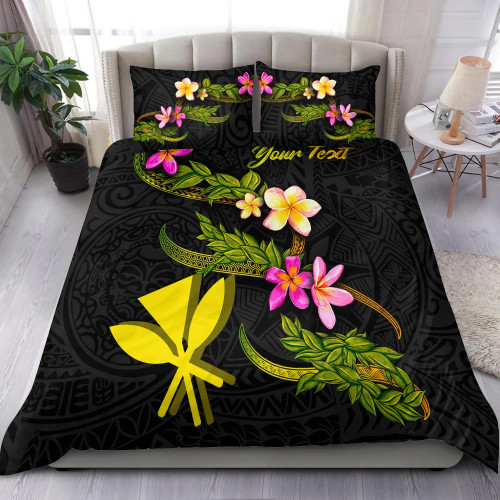Hawaii Polynesian Custom Personalised Bedding Set - Plumeria Tribal 1