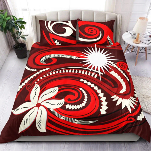 Marshall Islands Bedding Set - Vortex Style Red Color 1