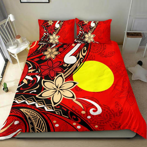 Palau Polynesian Bedding Set - Tribal Flower With Special Turtles Red Color 1
