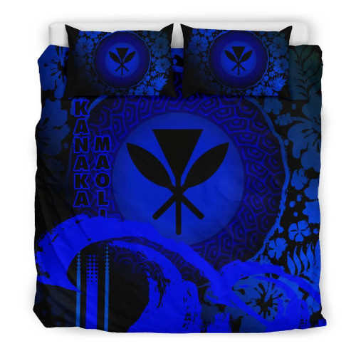 Kanaka Maoli Duvet Cover Set - Hibiscus And Wave Special Blue 1