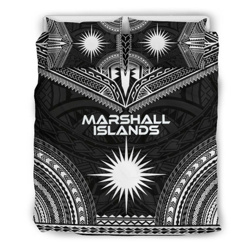 Marshall Islands Polynesian Chief Duvet Cover Set - Black Version 1
