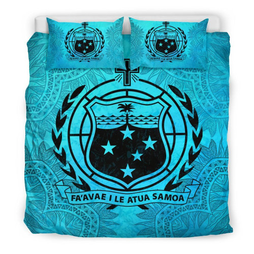Samoa Duvet Cover Set - Samoa Coat Of Arms Turquoise 1