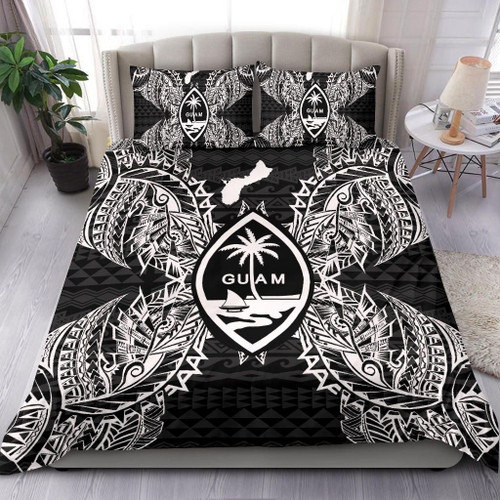 Polynesian Bedding Set - Guam Duvet Cover Set Map Black 1