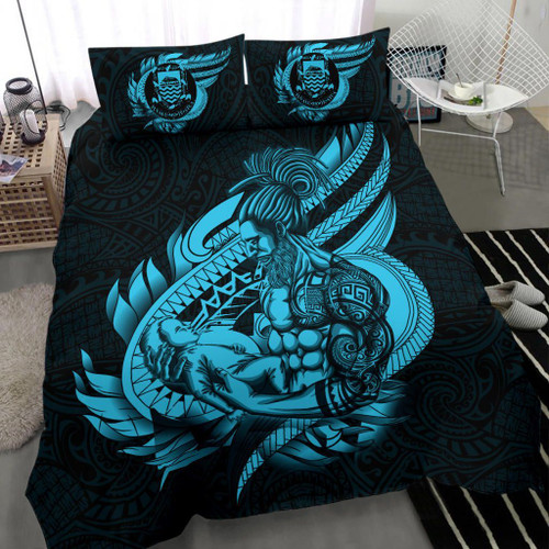 Polynesian Bedding Set - Tuvalu Duvet Cover Set Father And Son Emerald 1
