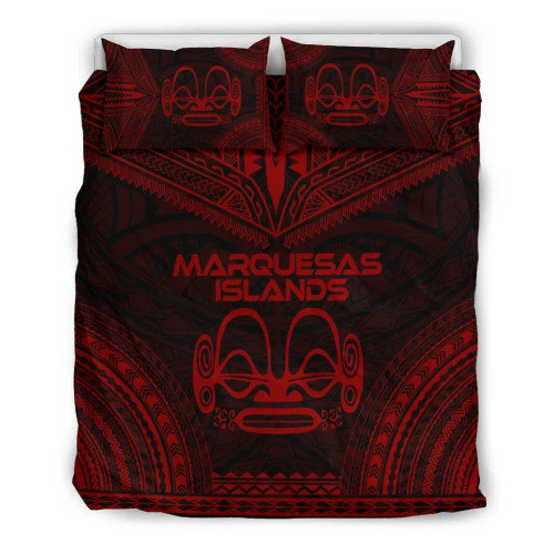 Marquesas Islands Polynesian Chief Duvet Cover Set - Red Version 1