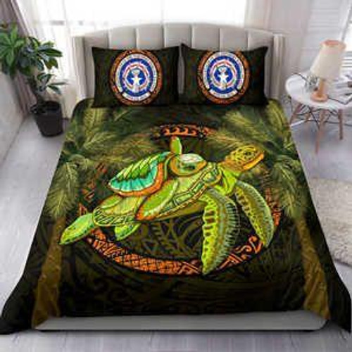 Northern Mariana Islands Bedding Set - Polynesian Turtle Palm Tree 1