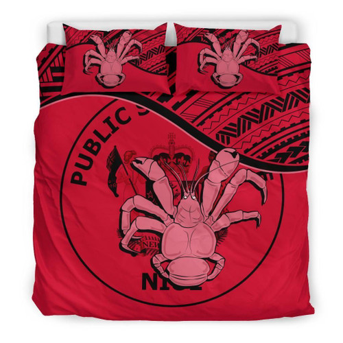Niue Duvet Cover Set - Niue Coat Of Arms & Coconut Crab Red 1