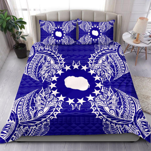 Polynesian Bedding Set - Cook Islands Duvet Cover Set Map Blue 1