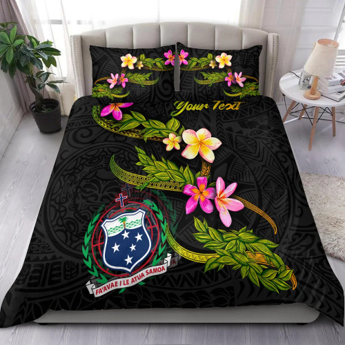 Samoa Polynesian Custom Personalised Bedding Set - Plumeria Tribal 1