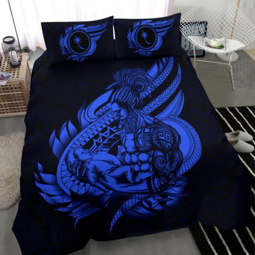 Polynesian Bedding Set - Chuuk Duvet Cover Set Father And Son Blue 1