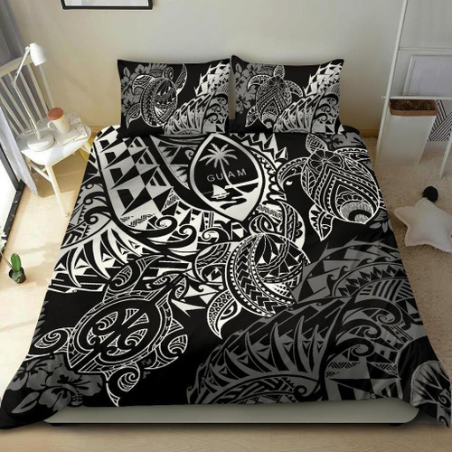 Polynesian Duvet Cover - Guam Bedding Set - White Turtle Flowing 1