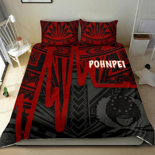 Pohnpei Bedding Set - Pohnpei Seal In Heartbeat Patterns Style (Red) 1