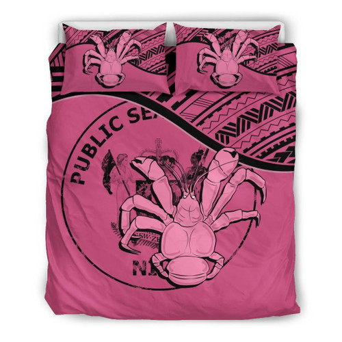 Niue Duvet Cover Set - Niue Coat Of Arms & Coconut Crab Pink 1