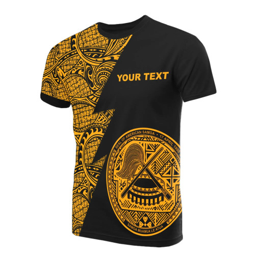 American Samoa Custom Personalised T-Shirt - Polynesian Pattern Gold Style 1