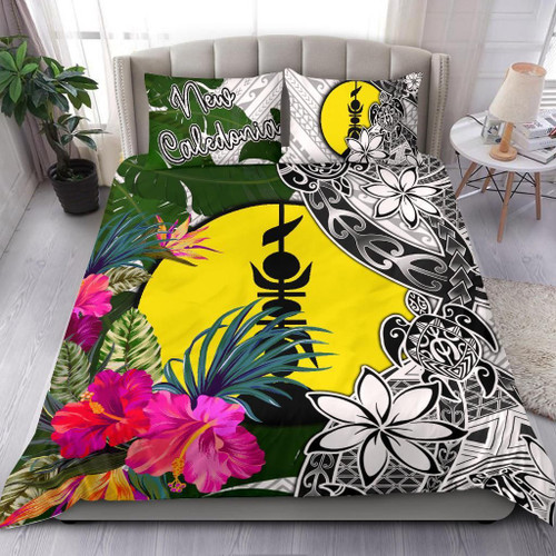 New Caledonia Bedding Set White - Turtle Plumeria Banana Leaf 1