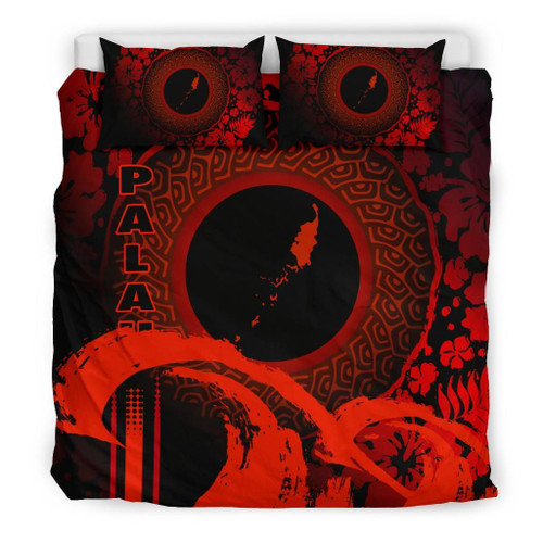 Palau Duvet Cover Set - Hibiscus And Wave Red 1