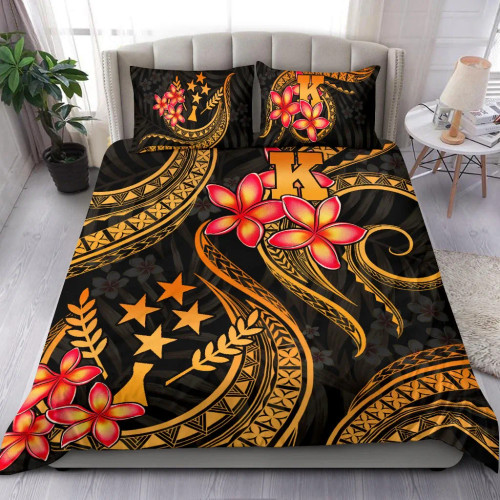 Micronesian Bedding Set - Kosrae Duvet Cover Set - Gold Plumeria 1