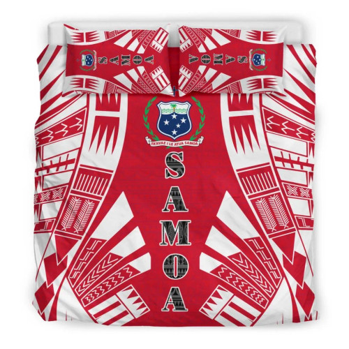 Samoa Duvet Cover Set - Polynesian Tattoo Flag 1