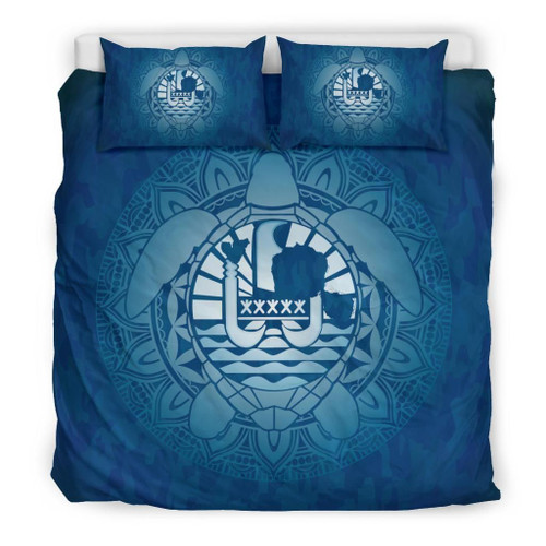 Tahiti Duvet Cover Set - Tahiti Flag Turtle 1