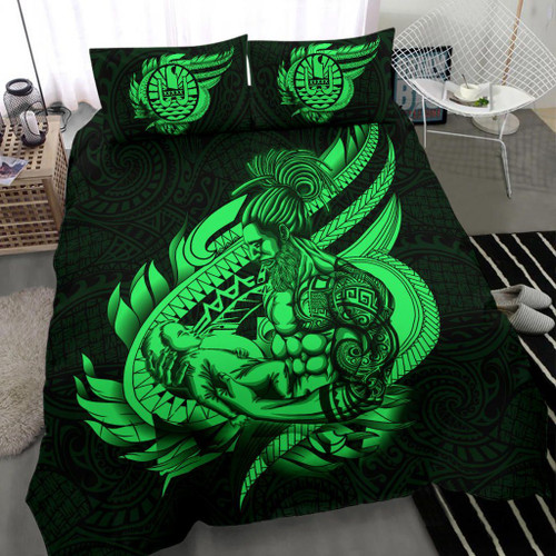 Polynesian Bedding Set - Tahiti Duvet Cover Set Father And Son Green 1