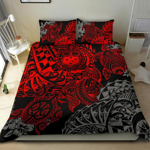 Polynesian Duvet Cover - Samoa Bedding Set - Red Turtle Flowing 1