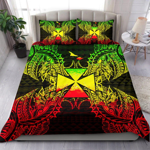 Polynesian Bedding Set - Wallis And Futuna Duvet Cover Set Map Reggae 1