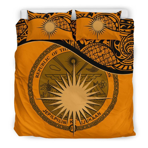 Marshall Islands Duvet Cover Set - Marshall Islands Coat Of Arms & Flag Orange 1