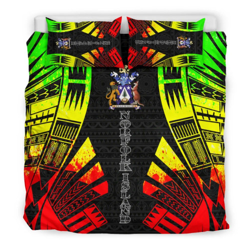 Norfolk Island Duvet Cover Set - Polynesian Tattoo Reggae 1