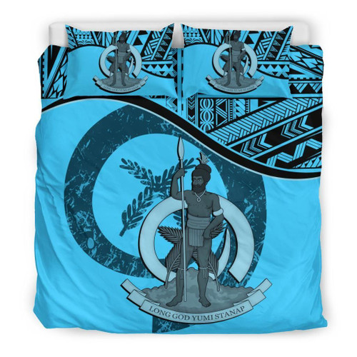 Vanuatu Duvet Cover Set - Vanuatu Coat Of Arms Blue 1