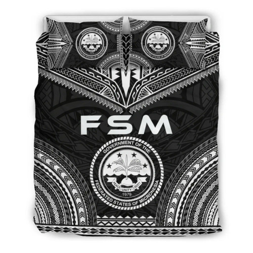 Federated States Of Micronesia Polynesian Chief Duvet Cover Set - Black Version 1