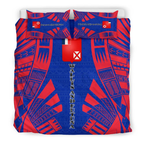 Wallis And Futuna Duvet Cover Set - Polynesian Tattoo Flag 1