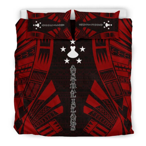 Austral Islands Duvet Cover Set - Polynesian Tattoo Red 1