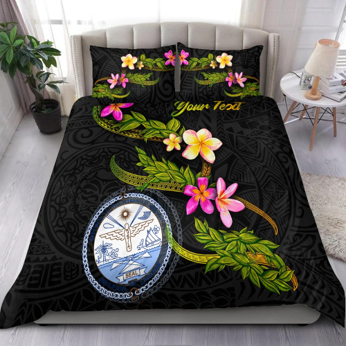 Marshall Islands Polynesian Custom Personalised Bedding Set - Plumeria Tribal 1