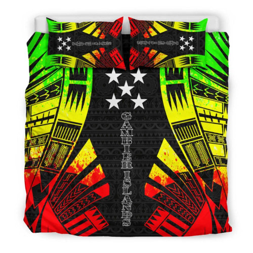 Gambier Islands Duvet Cover Set - Polynesian Tattoo Reggae 1