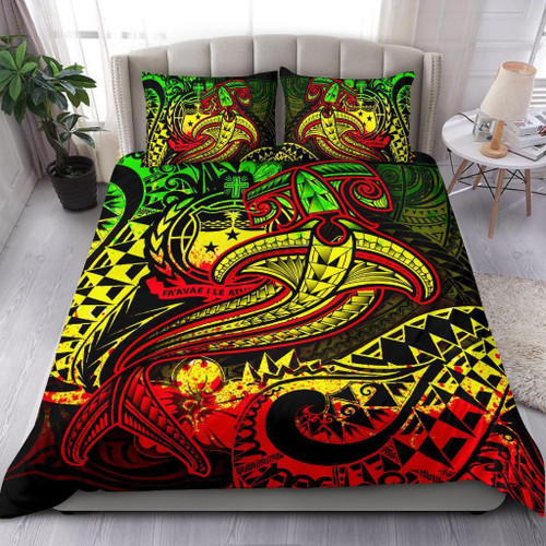 Samoa Bedding Set - Reggae Shark Polynesian Tattoo 1