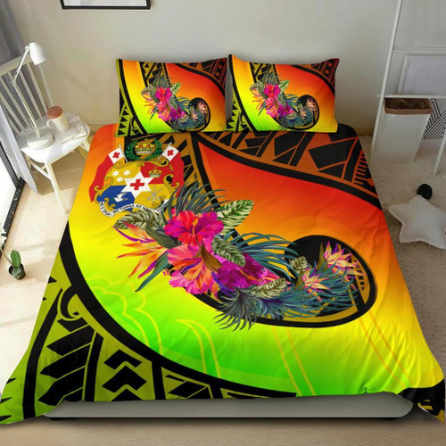 Tonga Bedding Set - Polynesian Hook And Hibiscus ( Reggae) 1