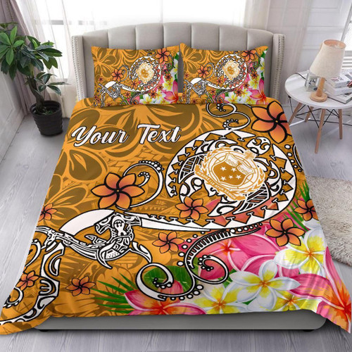 Samoa Custom Personalised Bedding Set - Turtle Plumeria (Gold) 1
