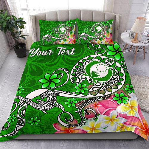Pohnpei Custom Personalised Bedding Set - Turtle Plumeria (Green) 1