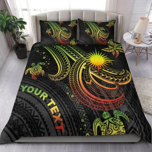 Marshall Islands Custom Personalised Bedding Set - Reggae Turtle 1