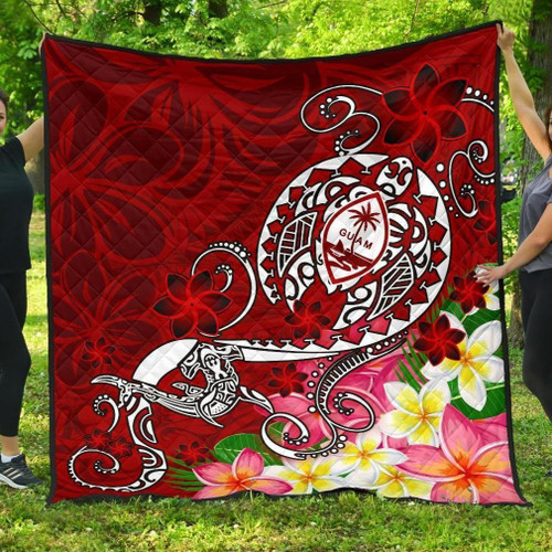 Guam Premium Quilt - Turtle Plumeria (Red) 1